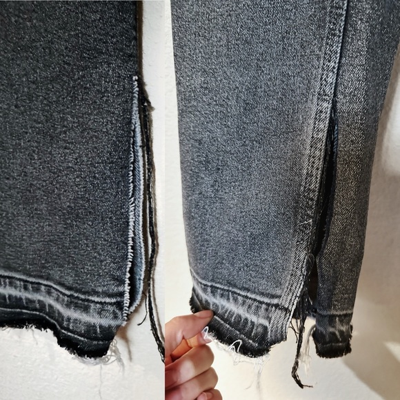 MOTHER The Rascal Slit Undone Hem in Tag You're It Size 24 Grey Slim Bootcut - Picture 13 of 17